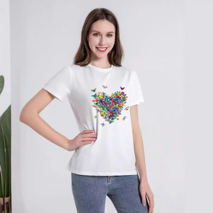 Women's Butterfly Print T Shirts Graphic Short Sleeve Tees Casual Crewneck Tops