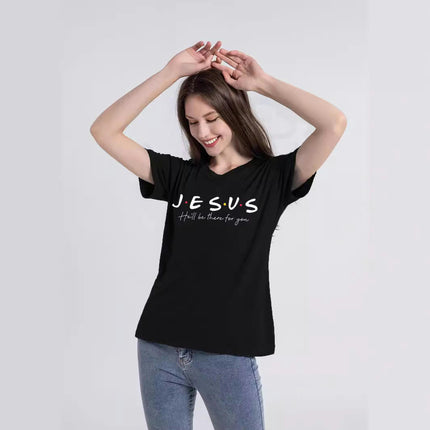 Women's Summer Casual T-Shirts Loose Letter Print Tees Short Sleeve Round Neck Tops