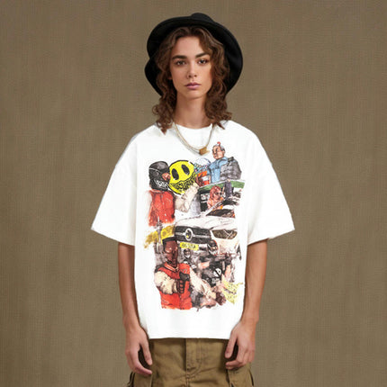 Women Crewneck Print Short Sleeve T-Shirts Summer Tees Loose Fit Graphic Tops