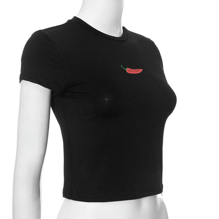 Women's Short Sleeve Crop Top Slim Fit Basic T Shirts Crewneck Tees