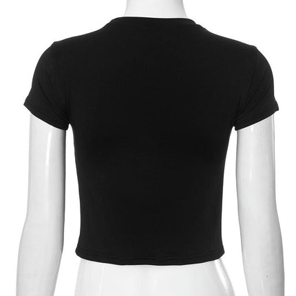 Women's Short Sleeve Crop Top Slim Fit Basic T Shirts Crewneck Tees