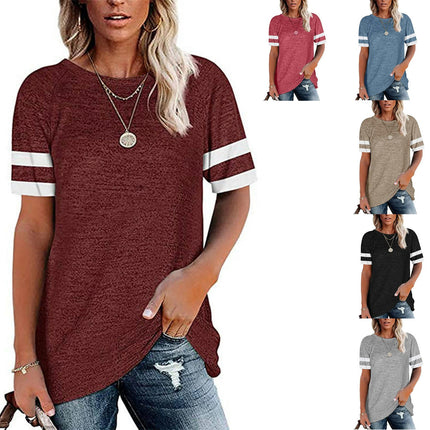 Womens Casual Short Sleeve T Shirts Crew Neck Loose Fit Tops Basic Summer Tees