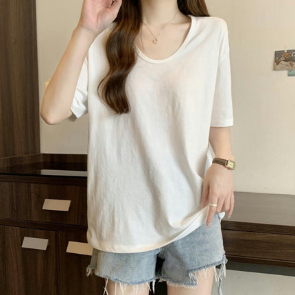 Women's Summer Short Sleeve Tops Casual Crew Neck Basic T Shirts Loose Fit Tees