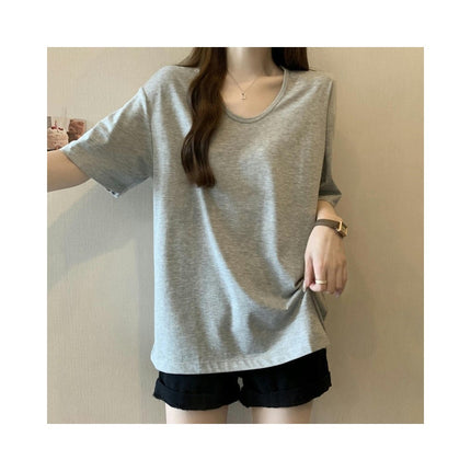 Women's Summer Short Sleeve Tops Casual Crew Neck Basic T Shirts Loose Fit Tees