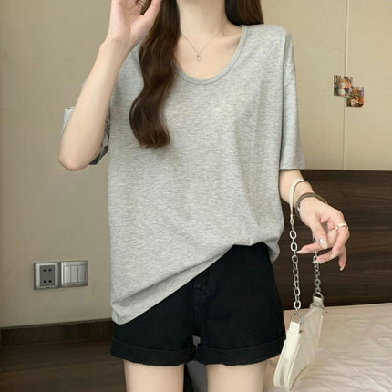 Women's Summer Short Sleeve Tops Casual Crew Neck Basic T Shirts Loose Fit Tees