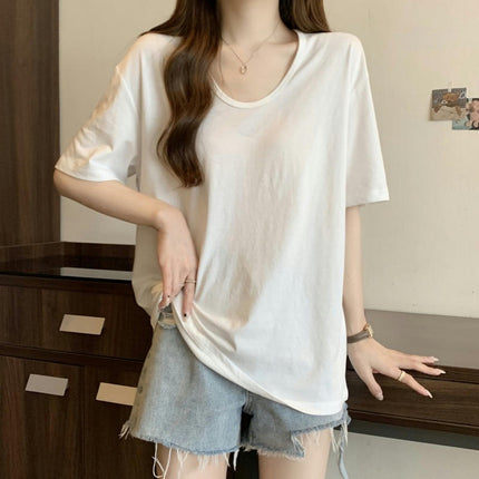 Women's Summer Short Sleeve Tops Casual Crew Neck Basic T Shirts Loose Fit Tees