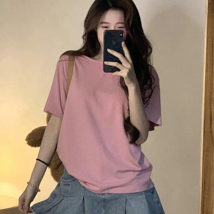 Womens Casual Short Sleeve Tops Crewneck Summer Tie Back T Shirts