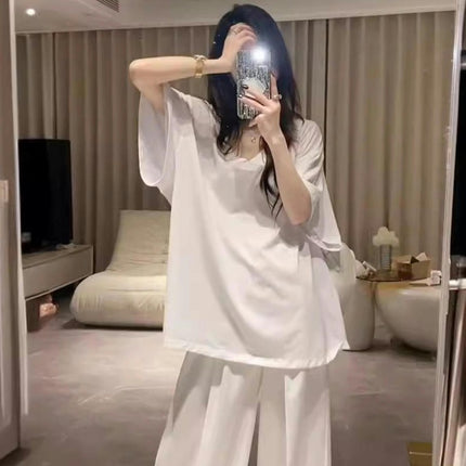 Women Oversized Short Sleeve T Shirts V Neck Loose Fit Summer Tee Tops