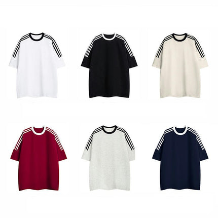 Women Summer Color Block T-Shirts Crew Neck Short Sleeve Casual Loose Tee Tops