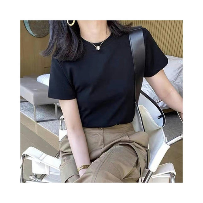 Womens Basic Crop Tops Summer Short Sleeve Crew Neck Cute Tees Slim Fit T Shirts