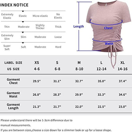 Womens Summer Short Sleeve Crop Tops Drawstring Crewneck Slim Fit T Shirts