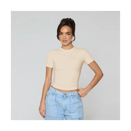 Women's Summer Short Sleeve Crop Top Casual Slim Fit Crew Neck Tee Basic T Shirts