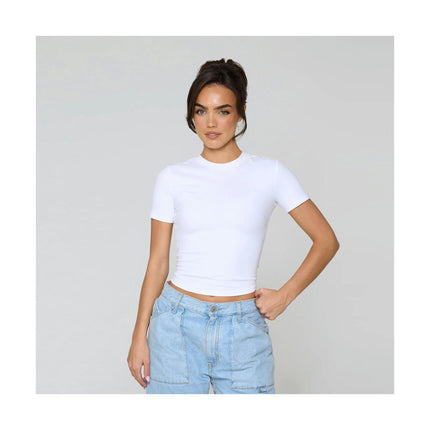 Women's Summer Short Sleeve Crop Top Casual Slim Fit Crew Neck Tee Basic T Shirts