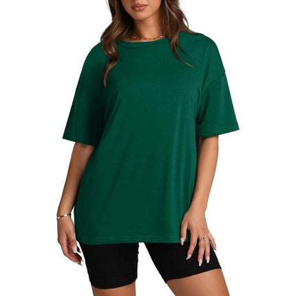 Women's Crew Neck Tops Loose Shirt Basic Short Sleeves Summer T Shirt