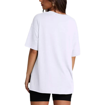 Women's Crew Neck Tops Loose Shirt Basic Short Sleeves Summer T Shirt