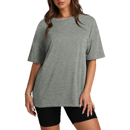 Women's Crew Neck Tops Loose Shirt Basic Short Sleeves Summer T Shirt