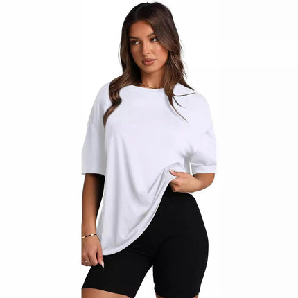 Women's Crew Neck Tops Loose Shirt Basic Short Sleeves Summer T Shirt