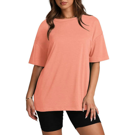 Women's Crew Neck Tops Loose Shirt Basic Short Sleeves Summer T Shirt