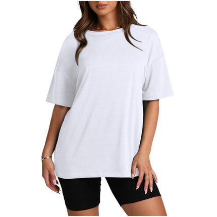 Women's Crew Neck Tops Loose Shirt Basic Short Sleeves Summer T Shirt