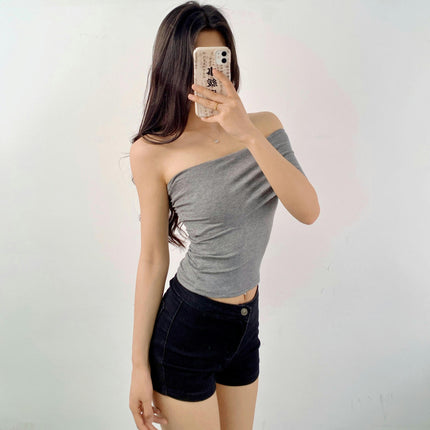 Women's Off The Shoulder Top Short Sleeve Going Out Crop Top Slim Fit T Shirt