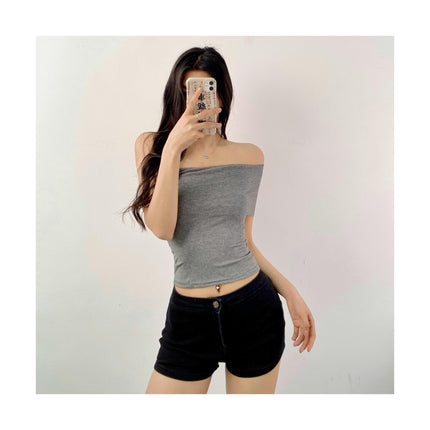 Women's Off The Shoulder Top Short Sleeve Going Out Crop Top Slim Fit T Shirt