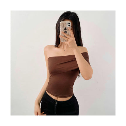 Women's Off The Shoulder Top Short Sleeve Going Out Crop Top Slim Fit T Shirt