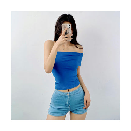 Women's Off The Shoulder Top Short Sleeve Going Out Crop Top Slim Fit T Shirt