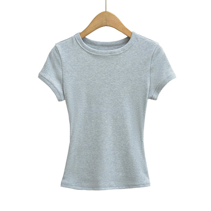 Short Sleeve Shirts for Women Basic Crew Neck T Shirts Going Out Slim Fit Crop Top