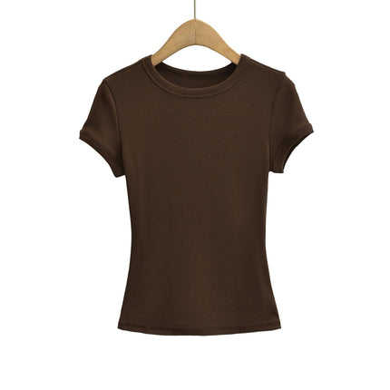 Short Sleeve Shirts for Women Basic Crew Neck T Shirts Going Out Slim Fit Crop Top