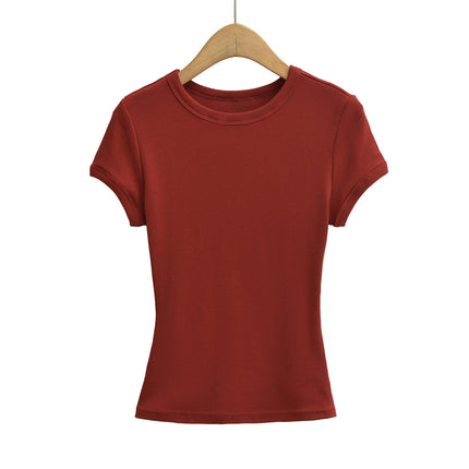 Short Sleeve Shirts for Women Basic Crew Neck T Shirts Going Out Slim Fit Crop Top