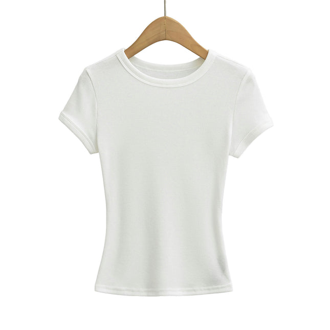 Short Sleeve Shirts for Women Basic Crew Neck T Shirts Going Out Slim Fit Crop Top