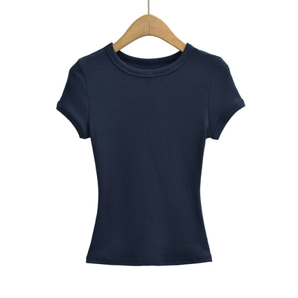 Short Sleeve Shirts for Women Basic Crew Neck T Shirts Going Out Slim Fit Crop Top