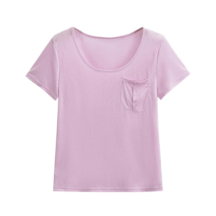 Women's Summer Scoop Neck Short Sleeve T-Shirts Loose Fit Casual Basic Top