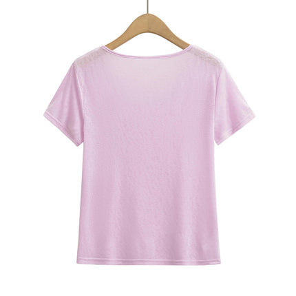 Women's Summer Scoop Neck Short Sleeve T-Shirts Loose Fit Casual Basic Top