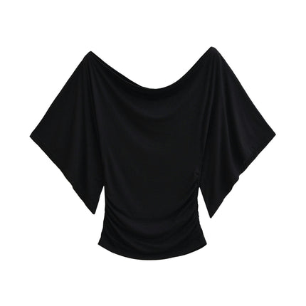 Women's 3/4 Bell Sleeve Crop Tops Casual Scoop Neck Fitted T Shirt