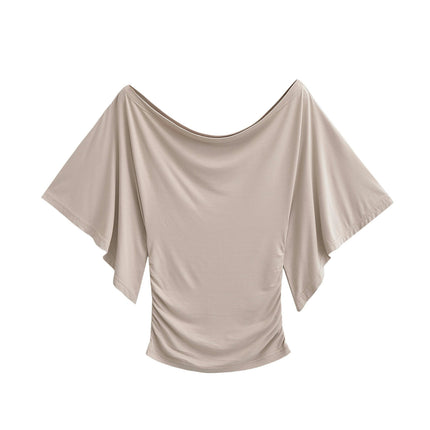 Women's 3/4 Bell Sleeve Crop Tops Casual Scoop Neck Fitted T Shirt