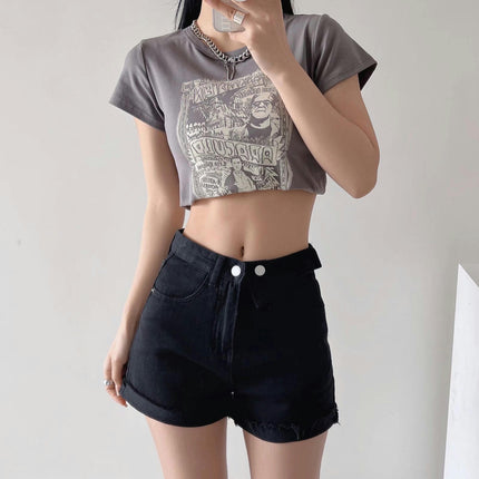 Womens Short Sleeve Crewneck Shirts Casual Print Trendy Summer Tops