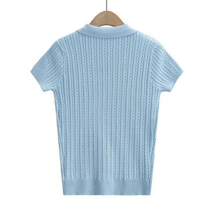 Women's Short Sleeve V Neck T Shirts Summer Ribbed Knit Slim Fitted Basic Tee Tops