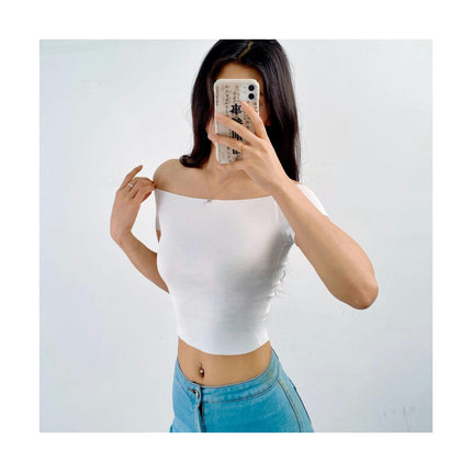 Womens Basic Short Sleeve Vogue Fitted Off The Shoulder Cute Crop Tops