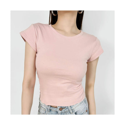 Women's Casual Basic Going Out Crop Tops Short Sleeve Slim Fit Crew Neck Tight T Shirts