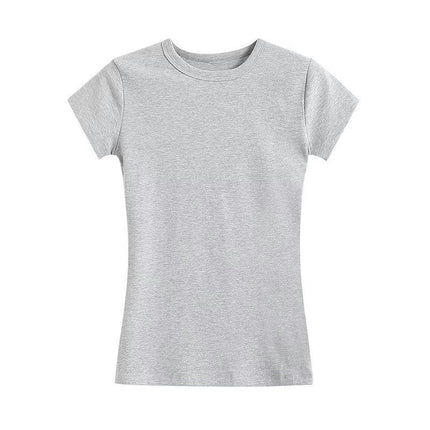 Womens Basic Short Sleeve Crew Neck T Shirt Slim Fit Tees Summer Going Out Top