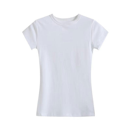 Womens Basic Short Sleeve Crew Neck T Shirt Slim Fit Tees Summer Going Out Top