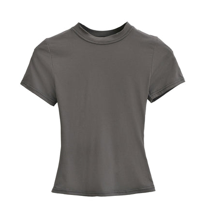 Women's Basic Short Sleeve Shirts Casual Going Out Tops Slim Fit Crew Neck T Shirts