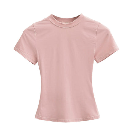 Women's Basic Short Sleeve Shirts Casual Going Out Tops Slim Fit Crew Neck T Shirts