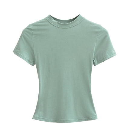 Women's Basic Short Sleeve Shirts Casual Going Out Tops Slim Fit Crew Neck T Shirts