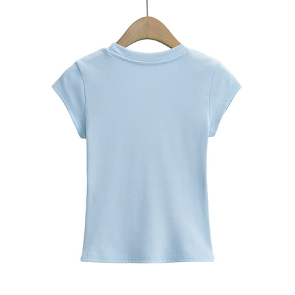 Womens Summer Sexy Short Sleeve Tops Scoop Neck Shirts Casual Slim Fit Basic T-Shirt