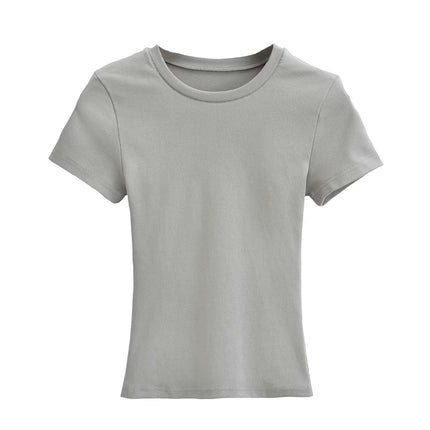 Womens Basic T-Shirts Crew Neck Short Sleeve Crop Tops Cute Summer Slim Fit Tees