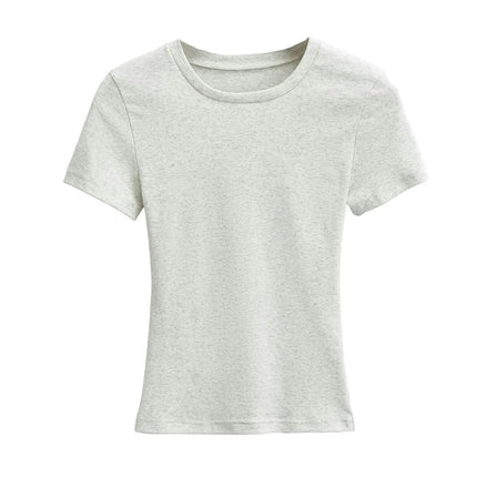 Womens Basic T-Shirts Crew Neck Short Sleeve Crop Tops Cute Summer Slim Fit Tees