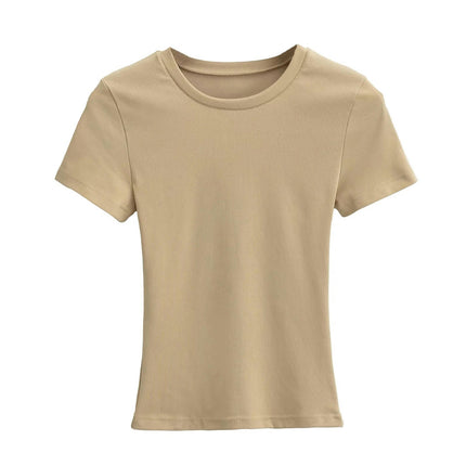 Womens Basic T-Shirts Crew Neck Short Sleeve Crop Tops Cute Summer Slim Fit Tees