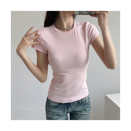 Women's Casual Basic Going Out Crop Tops Slim Fit Short Sleeve Crew Neck Tight T Shirts